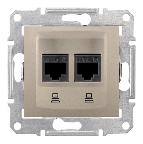 Розетка двойная компьютерная RJ45 Cat.6 Schneider Electric SEDNA, титан