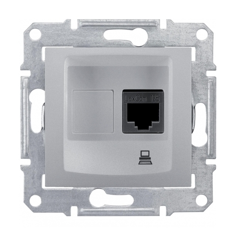 Розетка компьютерная RJ45 Cat.6 Schneider Electric SEDNA, алюминий