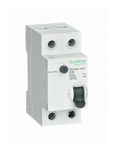 Дифавтомат Systeme Electric City9 Set 1P+N 25А (C) 4.5 кА, 30 мА (A), C9D55625