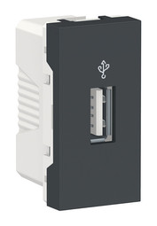 Коннектор 1xUSB UNICA MODULAR, антрацит