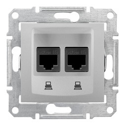 Розетка двойная компьютерная RJ45 Cat.6 SEDNA, алюминий